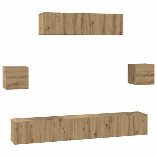 TV Cabinet Set Wall-mounted 7 pcs Artisan Oak Engineered Wood TV Cabinet Set Wall-mounted 7 pcs Artisan Oak Engineered Wood