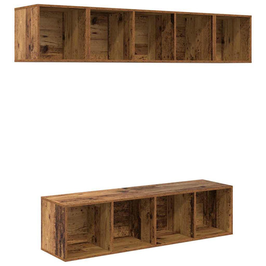 TV Cabinet Set Wall-mounted 4 pcs Old Wood Engineered Wood TV Cabinet Set Wall-mounted 4 pcs Old Wood Engineered Wood
