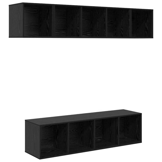 TV Cabinet Set Wall-mounted 4 pcs Black Oak Engineered Wood TV Cabinet Set Wall-mounted 4 pcs Black Oak Engineered Wood