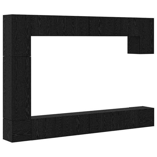 TV Cabinet Set Wall-mounted 9 pcs Black Oak Engineered Wood TV Cabinet Set Wall-mounted 9 pcs Black Oak Engineered Wood