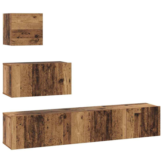 TV Cabinet Set Wall-mounted 4 pcs Old Wood Engineered Wood TV Cabinet Set Wall-mounted 4 pcs Old Wood Engineered Wood