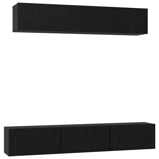 TV Cabinet Set 6 pcs Black Oak Engineered Wood TV Cabinet Set 6 pcs Black Oak Engineered Wood