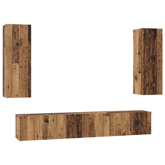 TV Cabinet Set Wall-mounted 5 pcs Old Wood Engineered Wood TV Cabinet Set Wall-mounted 5 pcs Old Wood Engineered Wood