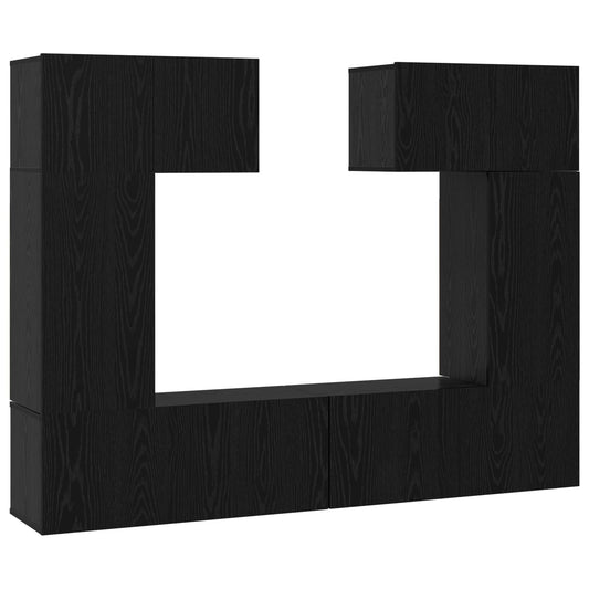 TV Cabinet Set 6 pcs Black Oak Engineered Wood TV Cabinet Set 6 pcs Black Oak Engineered Wood