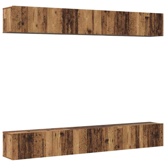 TV Cabinet Set Wall-mounted 6 pcs Old Wood Engineered Wood TV Cabinet Set Wall-mounted 6 pcs Old Wood Engineered Wood