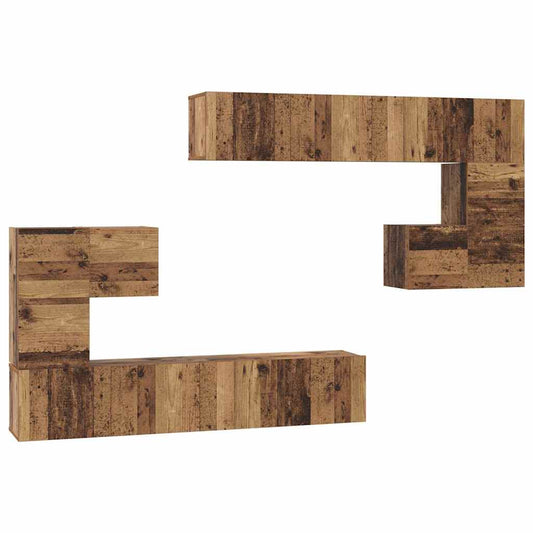 TV Units Wall-mounted 4 pcs Old Wood Engineered wood TV Units Wall-mounted 4 pcs Old Wood Engineered wood