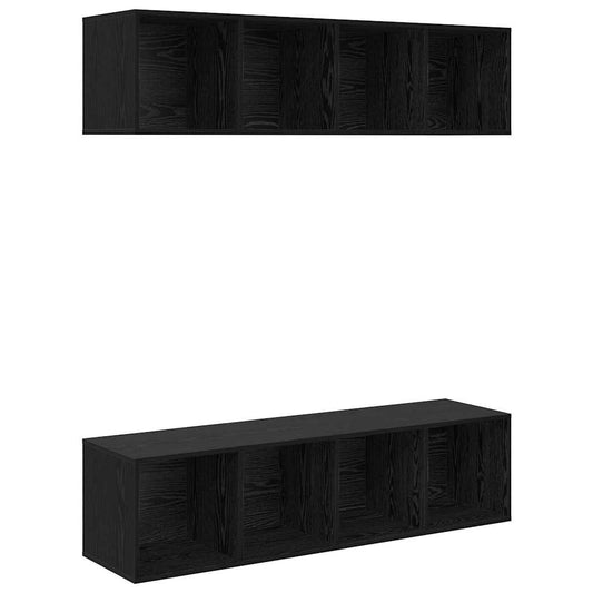 TV Cabinet Set 2 pcs Black Oak Engineered Wood TV Cabinet Set 2 pcs Black Oak Engineered Wood