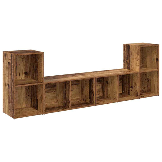 TV Cabinet Set 4 pcs Old Wood 37 x 37 x 72 cm Engineered Wood TV Cabinet Set 4 pcs Old Wood 37 x 37 x 72 cm Engineered Wood