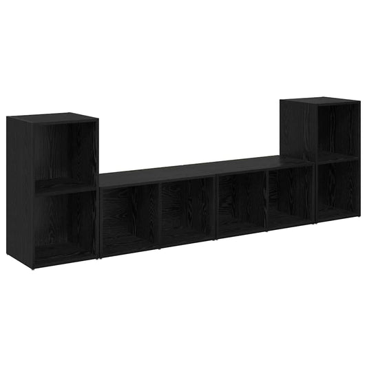 TV Cabinet Set 4 pcs Black Oak Engineered Wood TV Cabinet Set 4 pcs Black Oak Engineered Wood