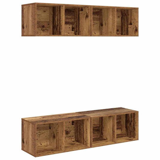 TV Cabinet Set 4 pcs Old Wood 37 x 37 x 72 cm Engineered Wood TV Cabinet Set 4 pcs Old Wood 37 x 37 x 72 cm Engineered Wood