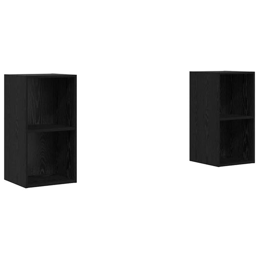 TV Cabinet Set 2 pcs Black Oak Engineered Wood TV Cabinet Set 2 pcs Black Oak Engineered Wood