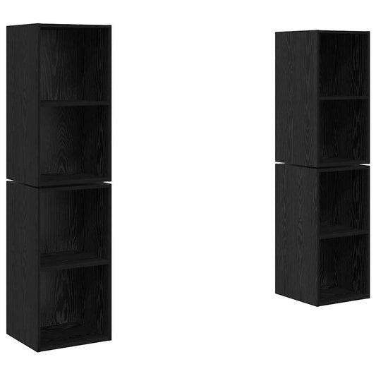 TV Cabinet Set 4 pcs Black Oak Engineered Wood TV Cabinet Set 4 pcs Black Oak Engineered Wood