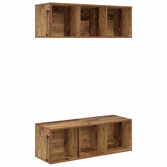 TV Cabinet Set 2 pcs Old Wood 37 x 37 x 107 cm Engineered Wood TV Cabinet Set 2 pcs Old Wood 37 x 37 x 107 cm Engineered Wood