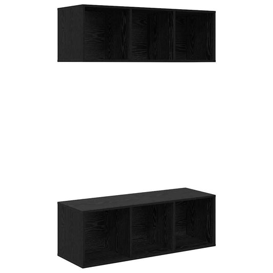 TV Cabinet Set 2 pcs Black Oak Engineered Wood TV Cabinet Set 2 pcs Black Oak Engineered Wood