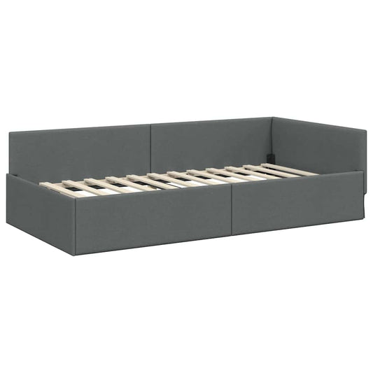 Corner Bed Frame with Headboard Dark Grey 90 cm x 200 cm Velvet Corner Bed Frame with Headboard Dark Grey 90 cm x 200 cm Velvet
