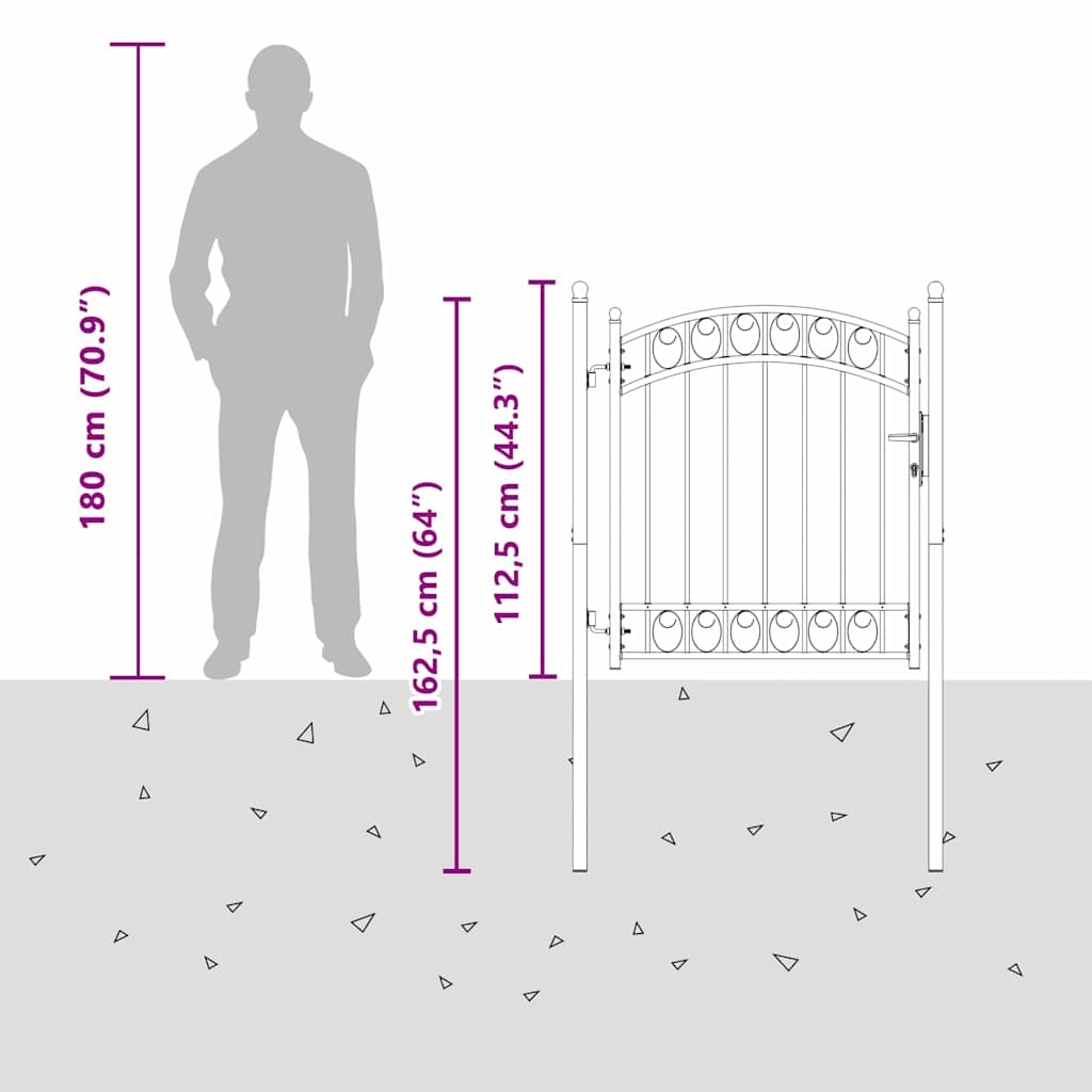 Fence Gate EMMEN 125 x 100 cm Powder-coated steel Grey Lockable