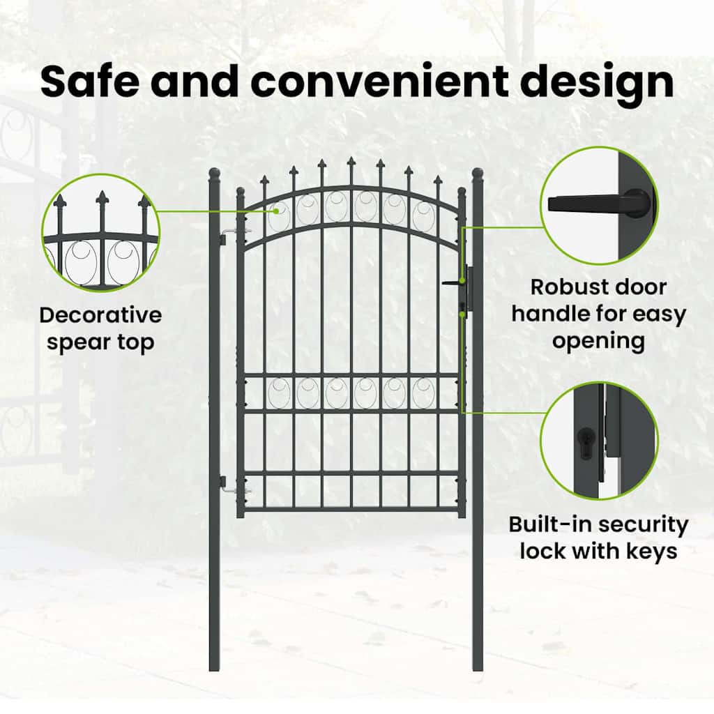 Fence Gate with Spikes EMMEN 150 x 100 cm Powder-coated steel