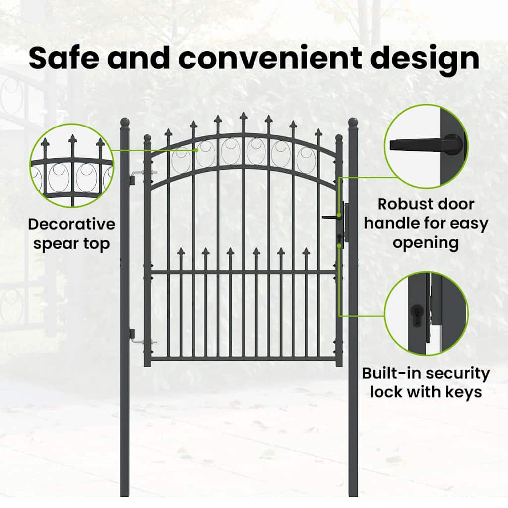 Fence Gate with Spikes EMMEN 125 x 100 cm Powder-coated steel