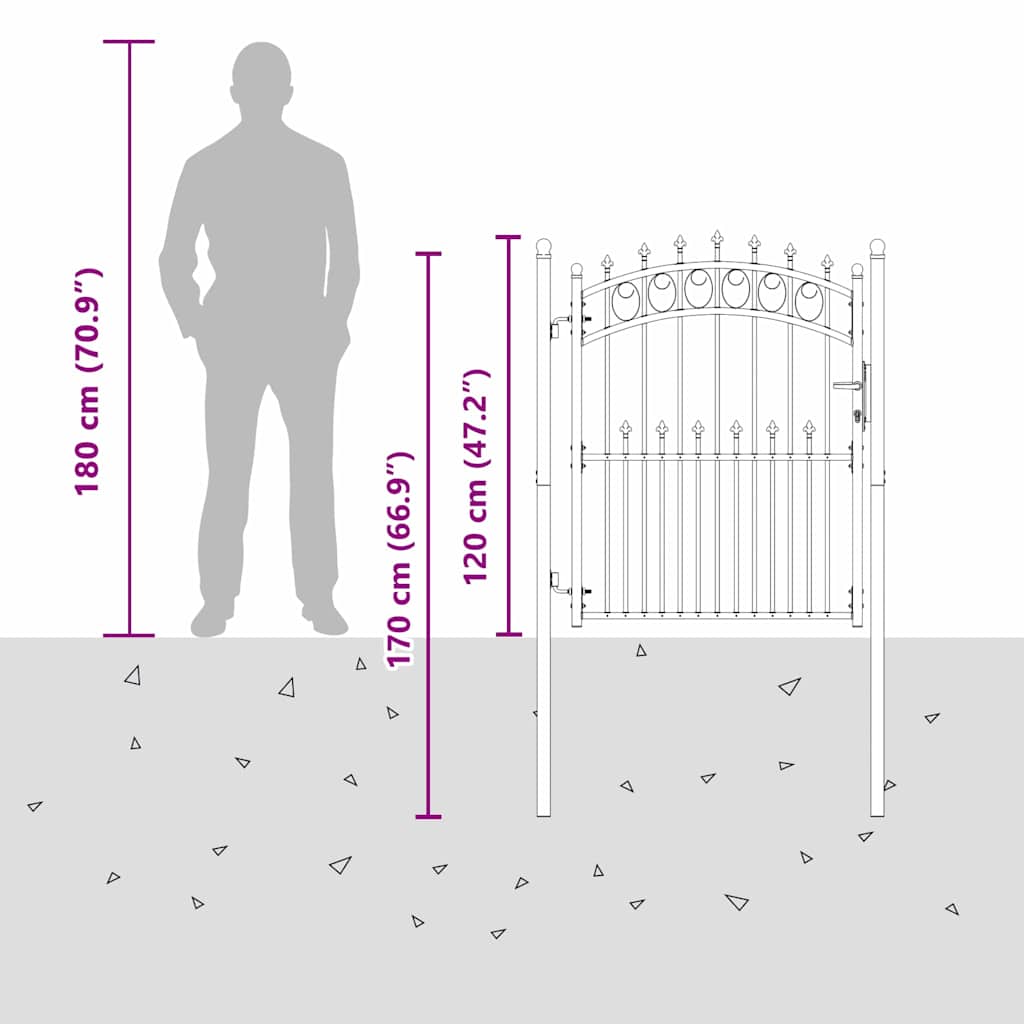 Fence Gate with Spikes EMMEN 104 x 117 cm Powder-coated steel