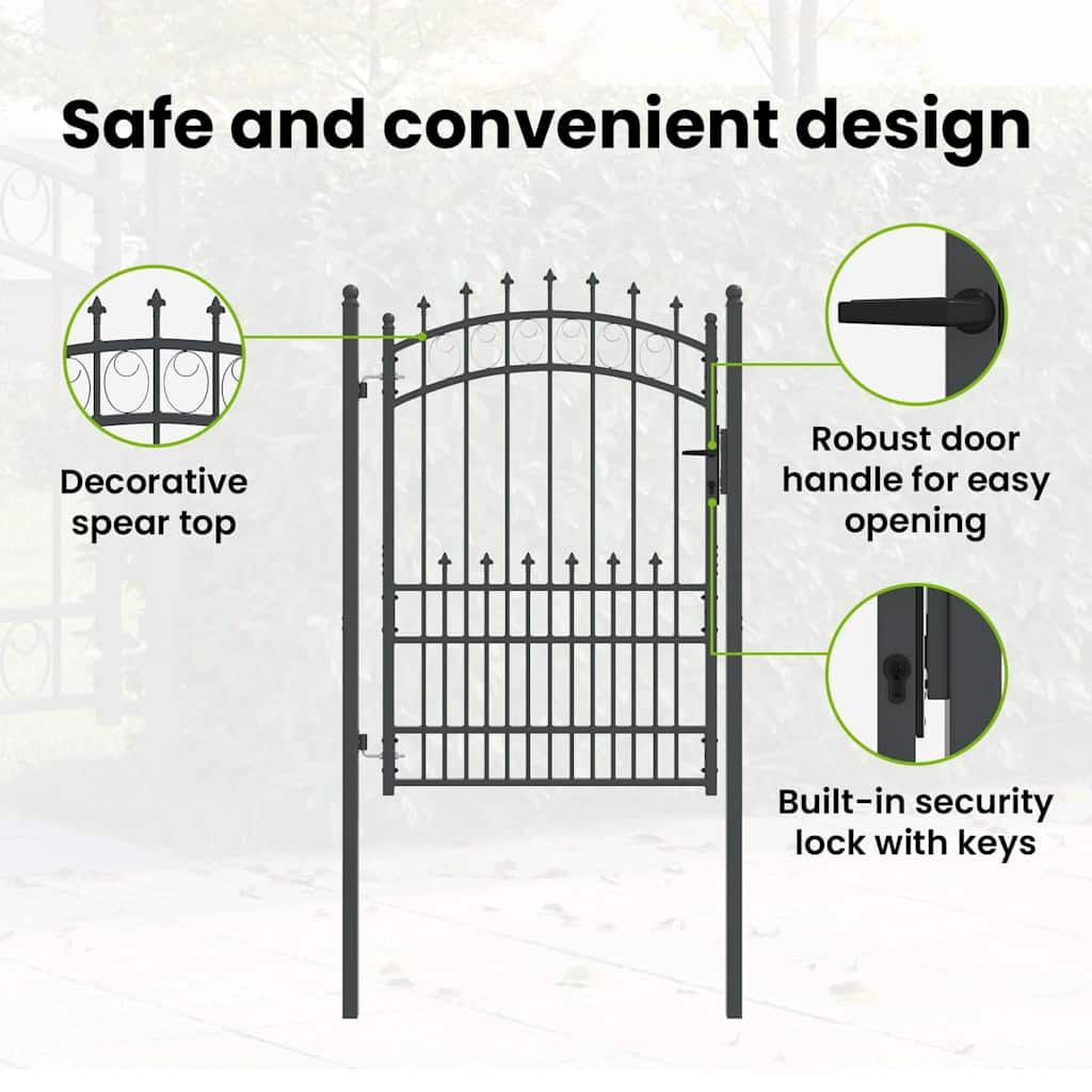 Fence Gate with Spikes EMMEN 170 x 100 cm Powder-coated steel