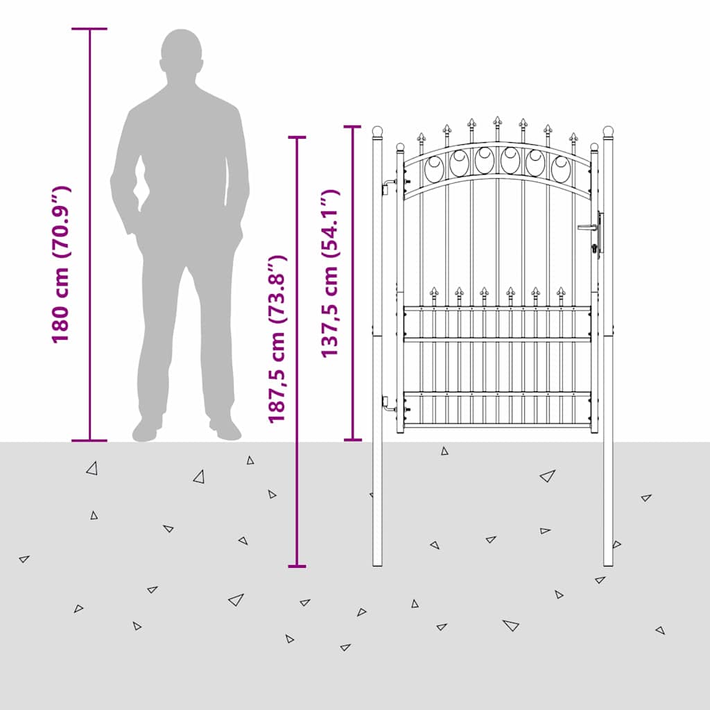 Fence Gate with Spikes EMMEN 170 x 100 cm Powder-coated steel
