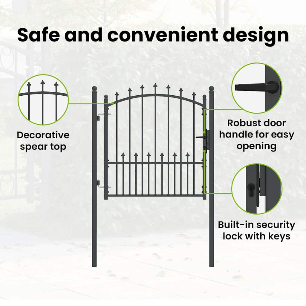Fence Gate with Spikes EMMEN 100 x 100 cm Powder-coated steel