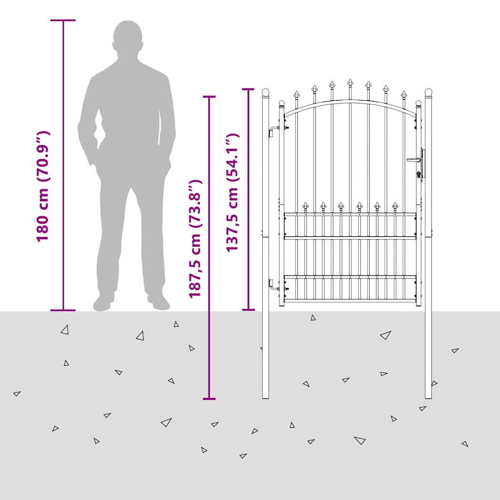 Fence Gate with Spikes EMMEN 104 x 134.5 cm Lockable