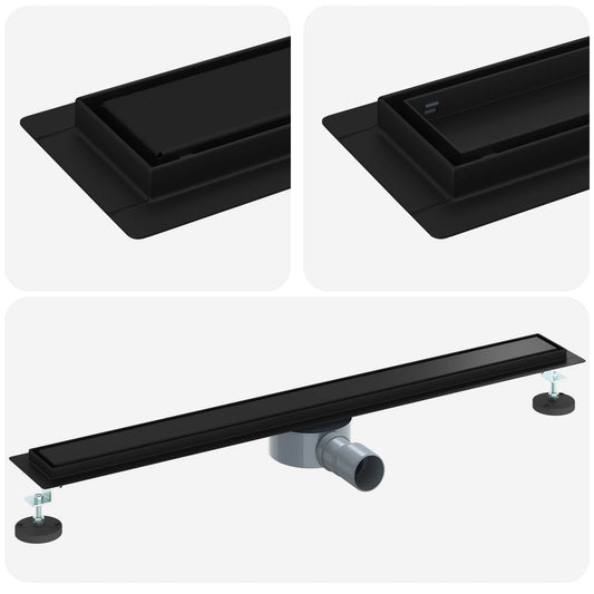 Shower Drain 2-in-1 with 360° Siphon Black 80 cm Shower Drain 2-in-1 with 360° Siphon Black 80 cm