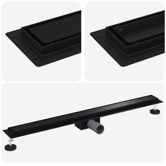 2 in 1 Shower Drain Black 100 cm Stainless Steel 304 2 in 1 Shower Drain Black 100 cm Stainless Steel 304