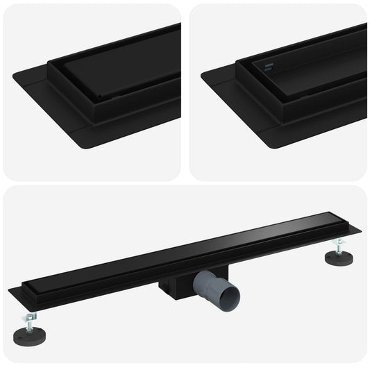 2 in 1 Shower Drain Black 70 cm Stainless Steel 304 2 in 1 Shower Drain Black 70 cm Stainless Steel 304