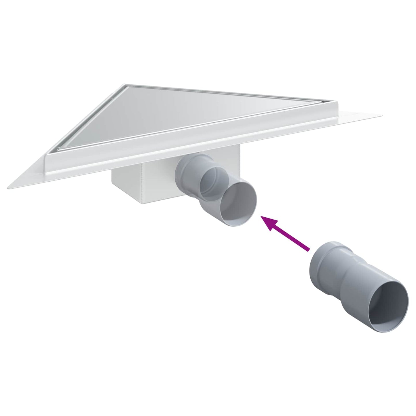 2 in 1 Triangle Shower Drain Silver 32 x 32 x 7.5 cm