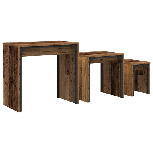 Coffee Table 3 pcs Old Wood 60 x 35 x 56 cm Engineered wood Coffee Table 3 pcs Old Wood 60 x 35 x 56 cm Engineered wood