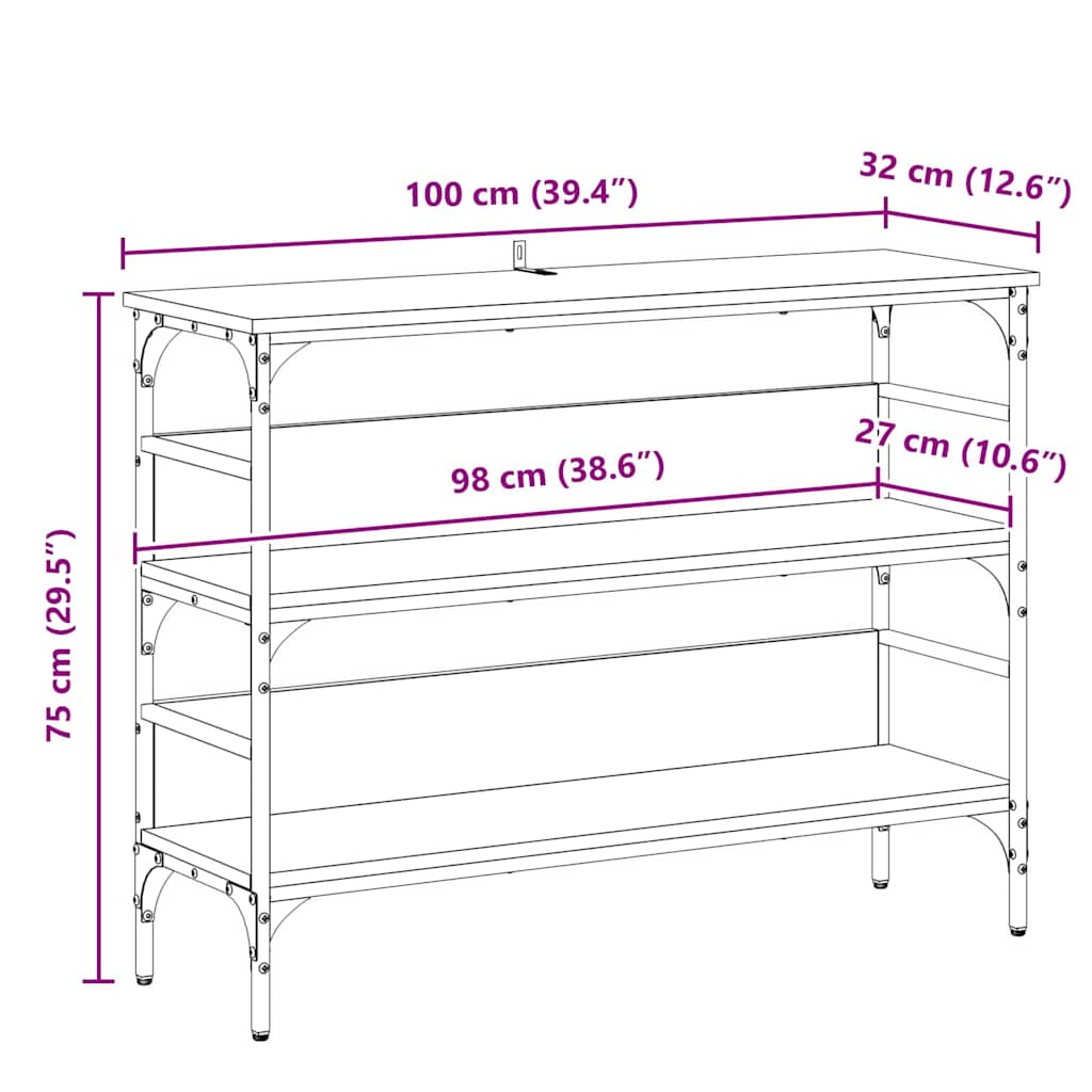 Console Table Artisan oak 100 x 32 x 75 cm Engineered wood