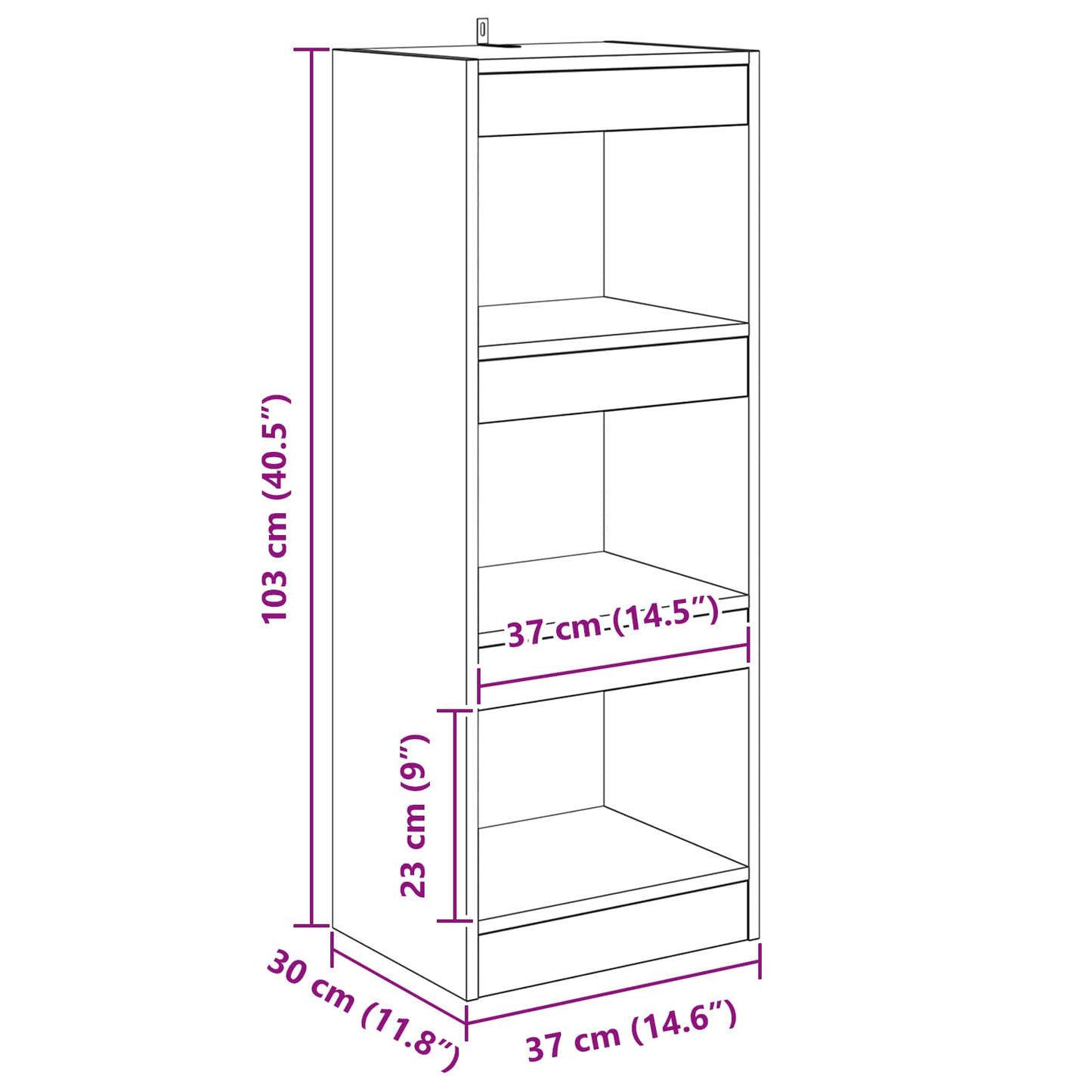 Book Cabinet Black oak 37 x 30 x 103 cm Engineered wood