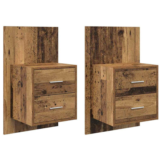 Wall-mounted Bedside Cabinet 2 pcs Old Wood 48.5 x 32.5 x 80 cm Wall-mounted Bedside Cabinet 2 pcs Old Wood 48.5 x 32.5 x 80 cm
