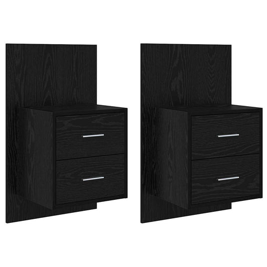 Wall-mounted Bedside Cabinet with Drawer 2 pcs Black Oak Wall-mounted Bedside Cabinet with Drawer 2 pcs Black Oak
