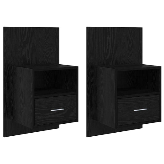 Bedside Cabinet with Drawer 2 pcs Black Oak 50 x 32.5 x 80cm Bedside Cabinet with Drawer 2 pcs Black Oak 50 x 32.5 x 80cm