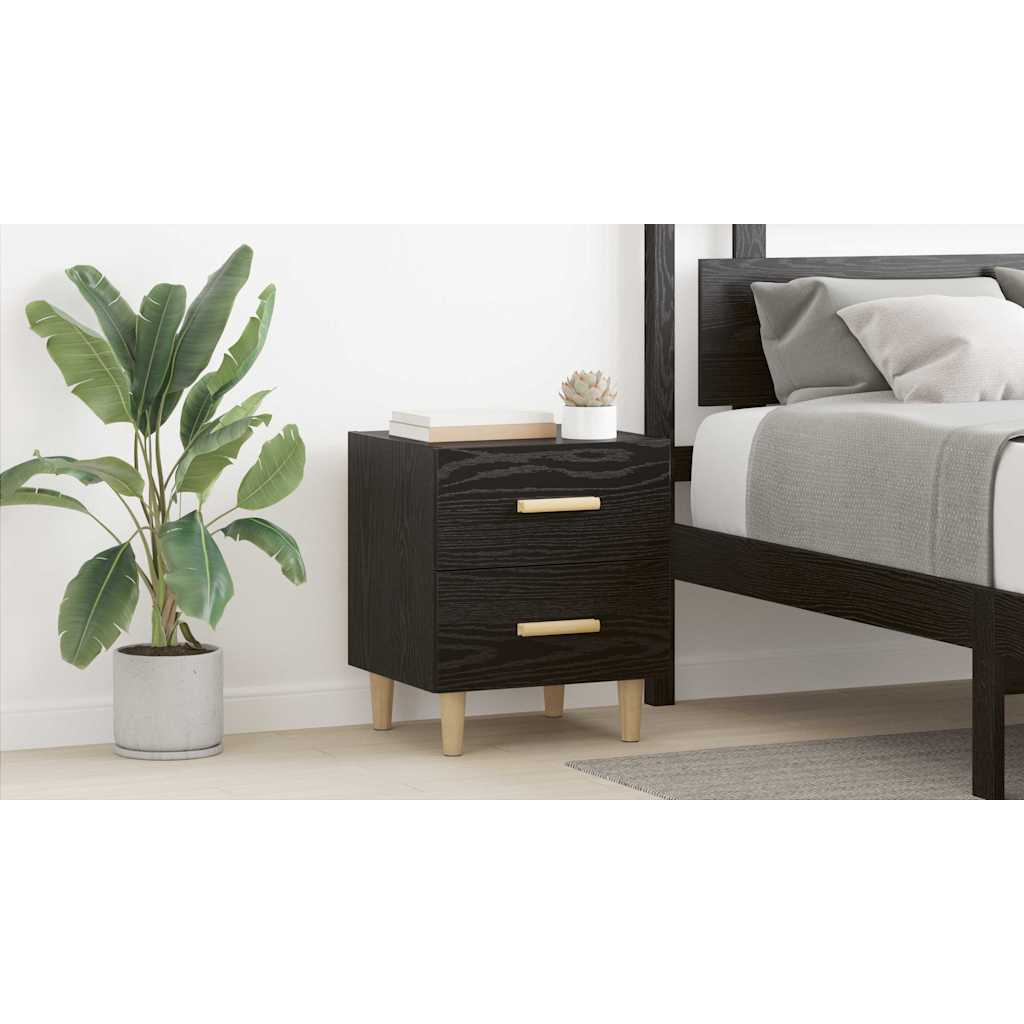 Bed Cabinet Black Oak 40 x 35 x 47.5cm Engineered Wood