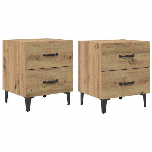 Bed Cabinet 2 pcs Artisan Oak 40 x 35 x 47.5 cm Engineered Wood Bed Cabinet 2 pcs Artisan Oak 40 x 35 x 47.5 cm Engineered Wood