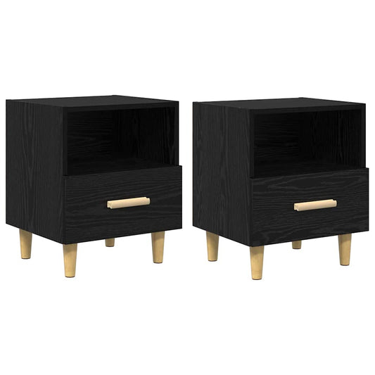 Bedside Cabinet 2 pcs Black Oak 40 x 35 x 47 cm Engineered Wood Bedside Cabinet 2 pcs Black Oak 40 x 35 x 47 cm Engineered Wood