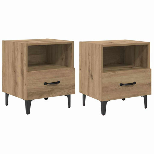 Bedside Cabinet with Drawer 2 pcs Artisan Oak 40 x 35 x 47.5 cm Bedside Cabinet with Drawer 2 pcs Artisan Oak 40 x 35 x 47.5 cm