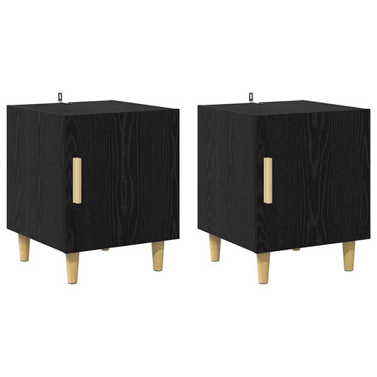 Bedside Cabinet 2 pcs Black Oak 40 x 40 x 50 cm Engineered Wood Bedside Cabinet 2 pcs Black Oak 40 x 40 x 50 cm Engineered Wood