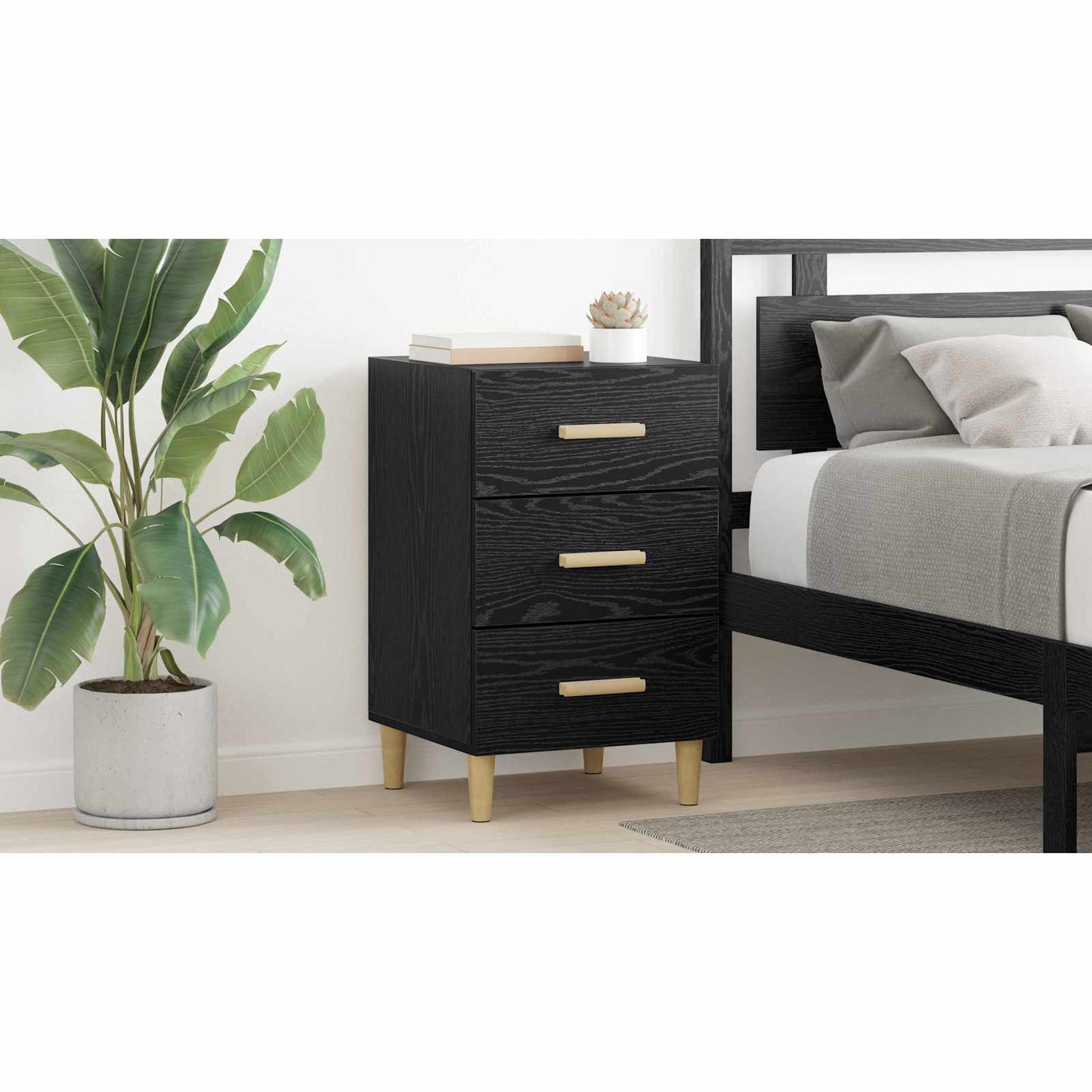 Bedside Cabinet Black Oak 40 x 40 x 66 cm Engineered Wood