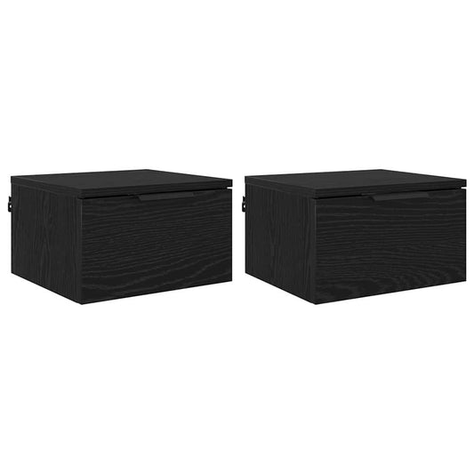 Bedside Cabinet 2 pcs Black Oak 34 x 30 x 20 cm Engineered Wood Bedside Cabinet 2 pcs Black Oak 34 x 30 x 20 cm Engineered Wood