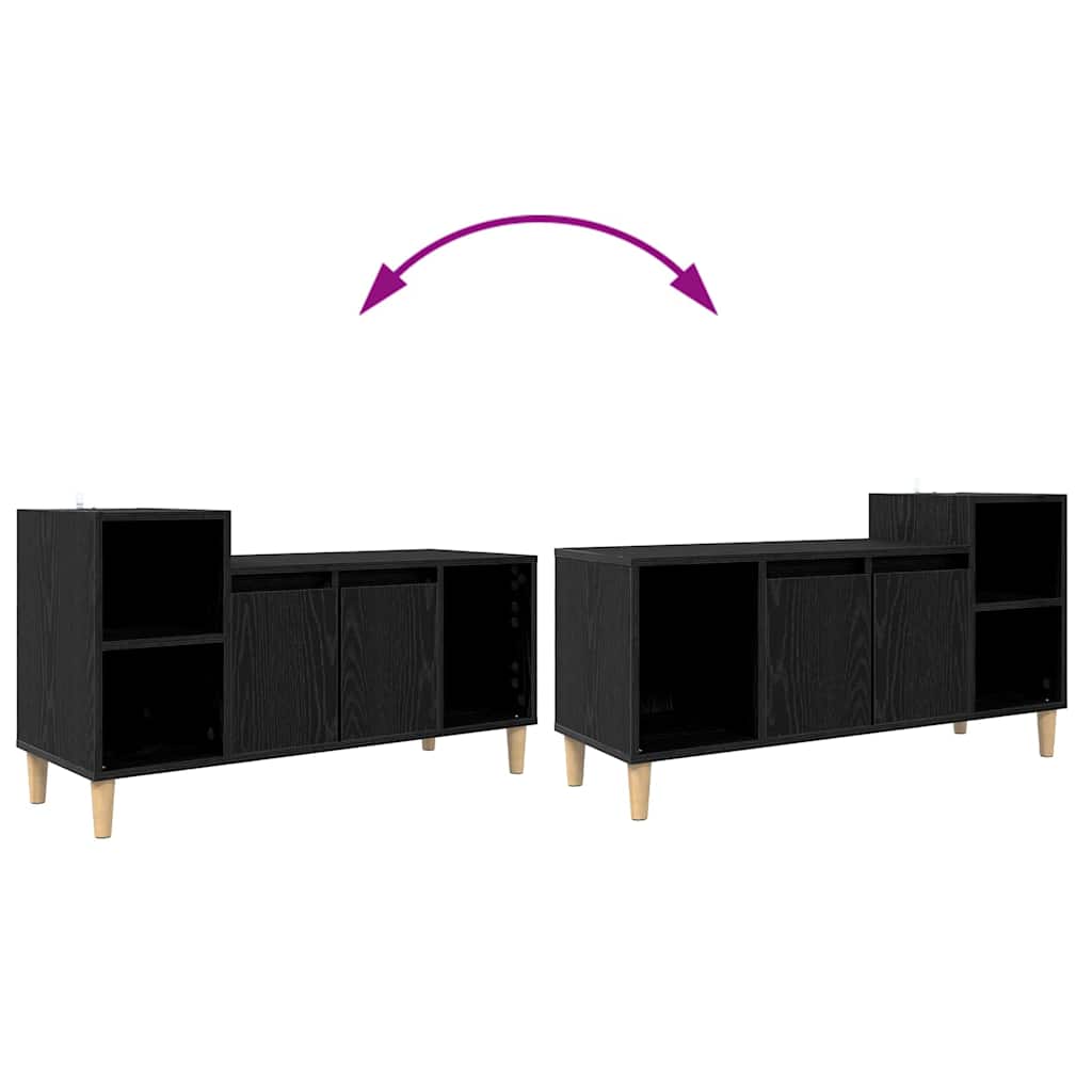 TV Cabinet Black Oak 100 x 35 x 55 cm Engineered Wood