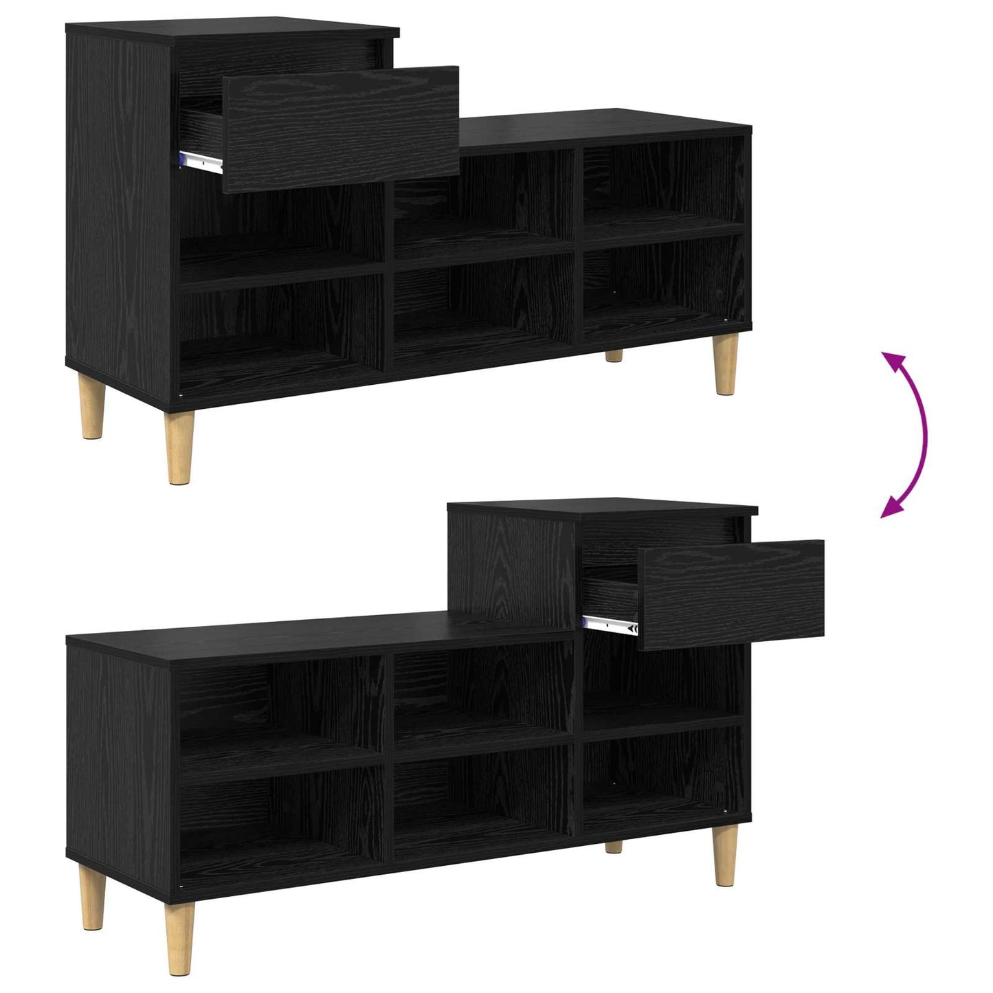 Shoe Cabinet 102 x 36 x 60 cm Engineered Wood Black Oak