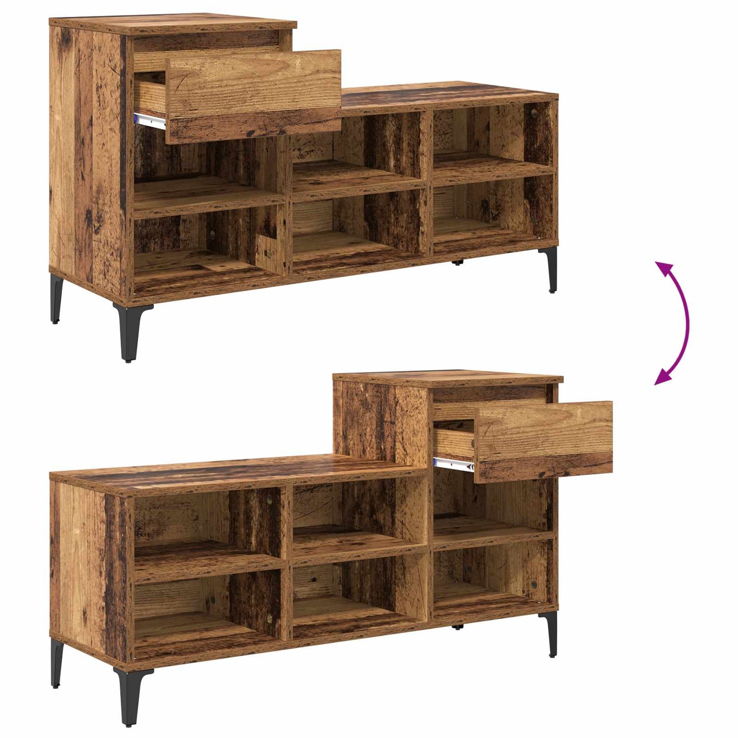 Shoe Cabinet 102 x 36 x 60 cm Engineered Wood Old wood