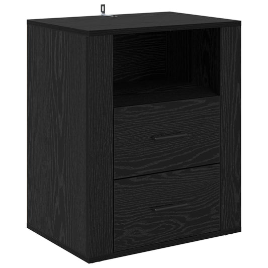 Bedside Cabinet Black Oak 35 x 50 x 60 cm Engineered Wood Bedside Cabinet Black Oak 35 x 50 x 60 cm Engineered Wood