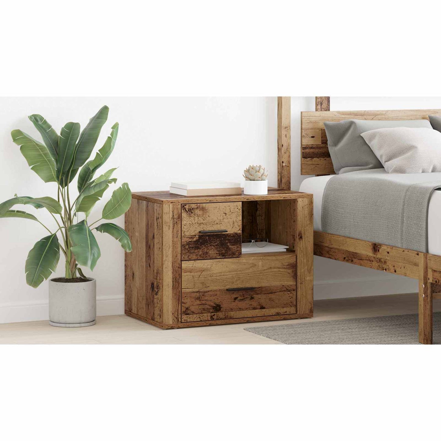 Bedside Cabinet Old Wood 35 x 60 x 50 cm Engineered Wood