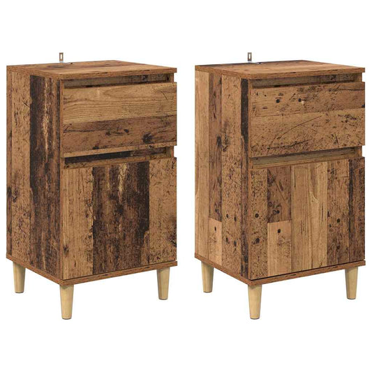 Bedside Cabinet 2 pcs Old Wood 40 x 35 x 70 cm Engineered Wood Bedside Cabinet 2 pcs Old Wood 40 x 35 x 70 cm Engineered Wood